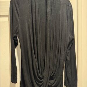 Black Draped Back Long Sleeve Top
